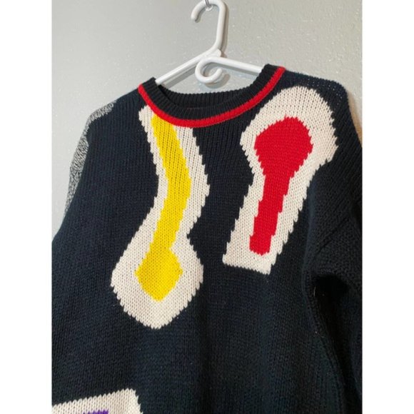 Answers Medium Sweater Retro Vintage 80s 90s Long Sleeve Black Red Gray Shirt - Picture 3 of 7